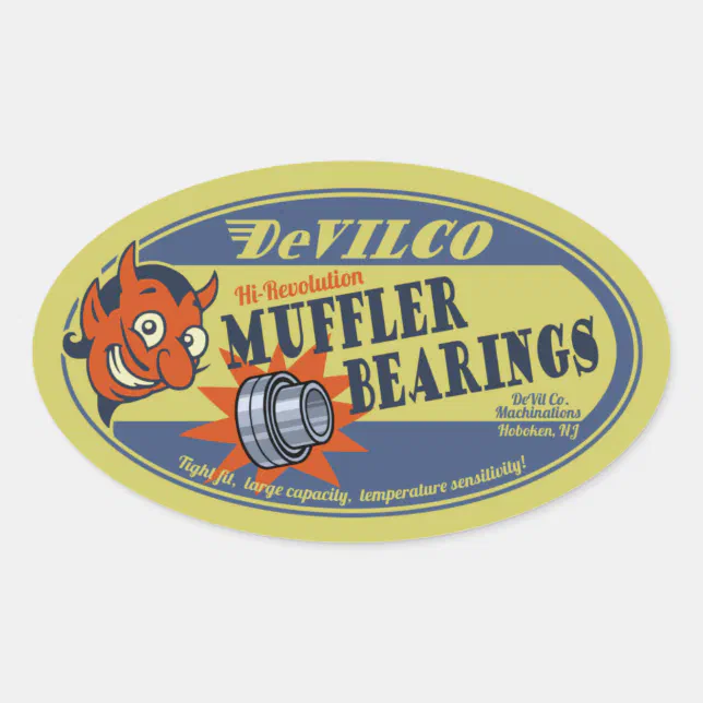 DeVILco Muffler Bearings Oval Sticker | Zazzle