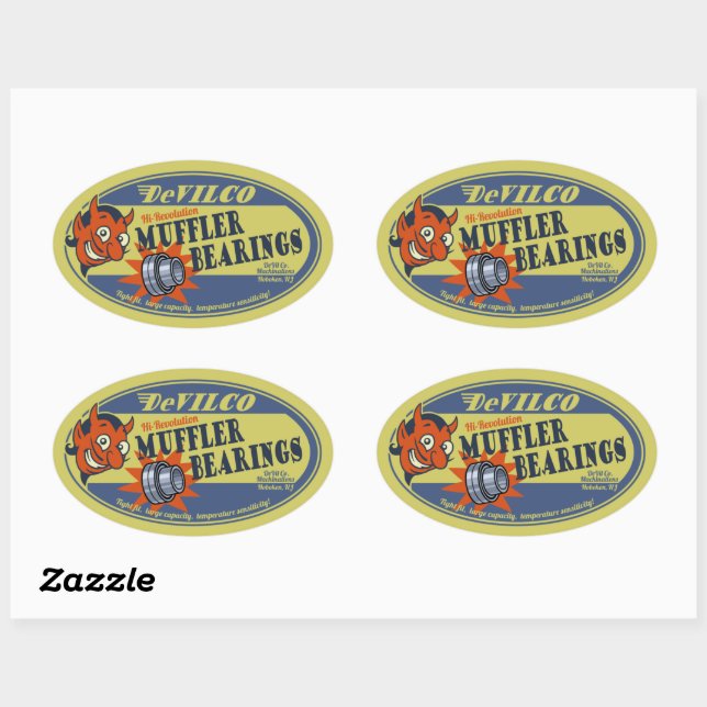 DeVILco Muffler Bearings Oval Sticker | Zazzle