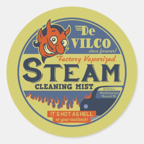 DeVilco Steam Cleaner Classic Round Sticker