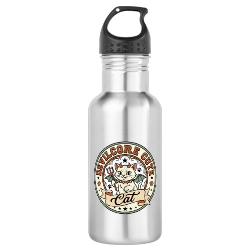 Devilcore Cute Cat Devilcore Cute Cat Vintage Vect Stainless Steel Water Bottle