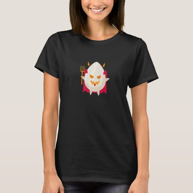 Deviled Egg Costume Devil Horns Halloween Love Egg T-Shirt (Front)