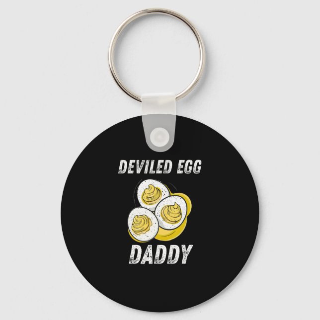 Deviled Egg Daddy Retro Food Pun  Keychain (Front)