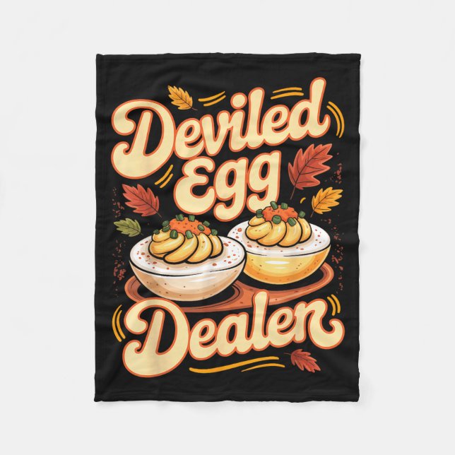 Deviled Egg Er Funny Retro Thanksgiving Food Quote Fleece Blanket (Front)