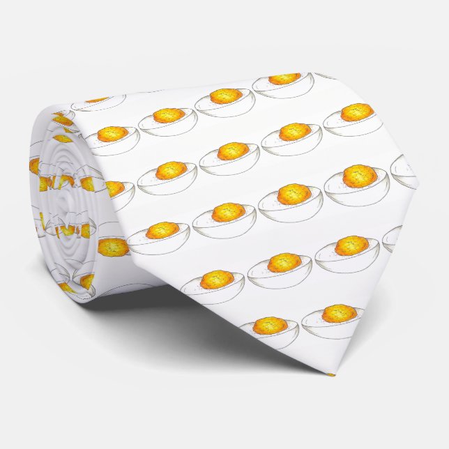 Deviled Egg Picnic Food Foodie Lunch Print Yellow Tie (Rolled)