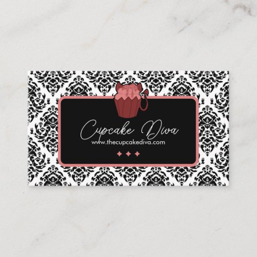 Devilish Damask Cupcake Business Card