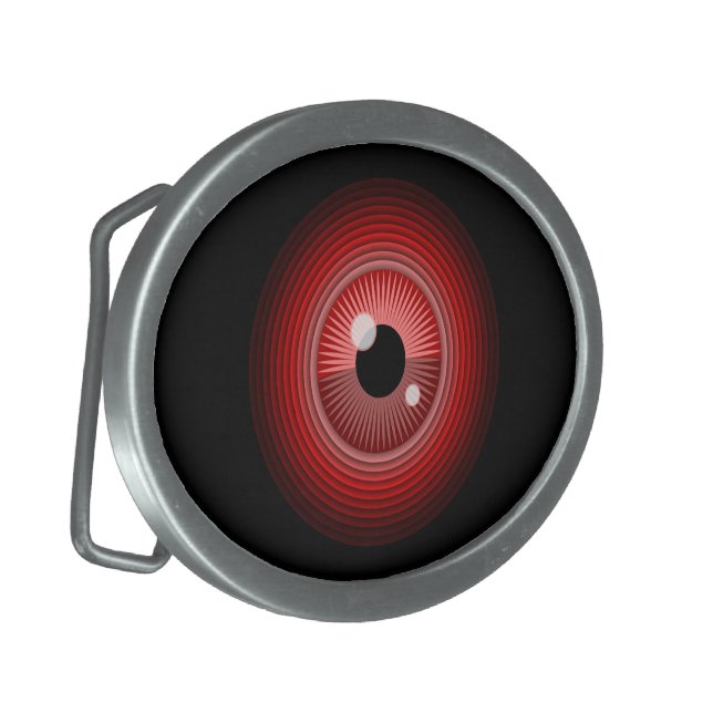 Devilish Evil Magic Red black White Eye Belt Buckle (Front Left)