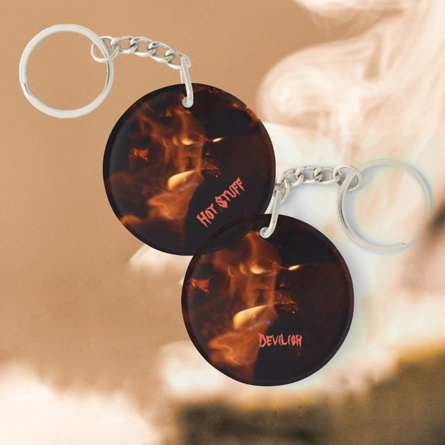 Devilish Flames Burning Fire Customizable Keychain (Creator Uploaded)