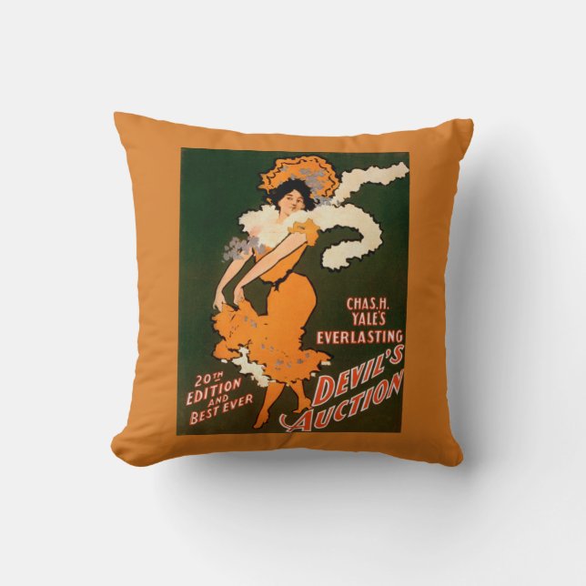 Devil's Auction Woman in Costume Theatre Throw Pillow (Front)
