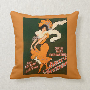 Devil's Auction Woman in Costume Theatre Throw Pillow