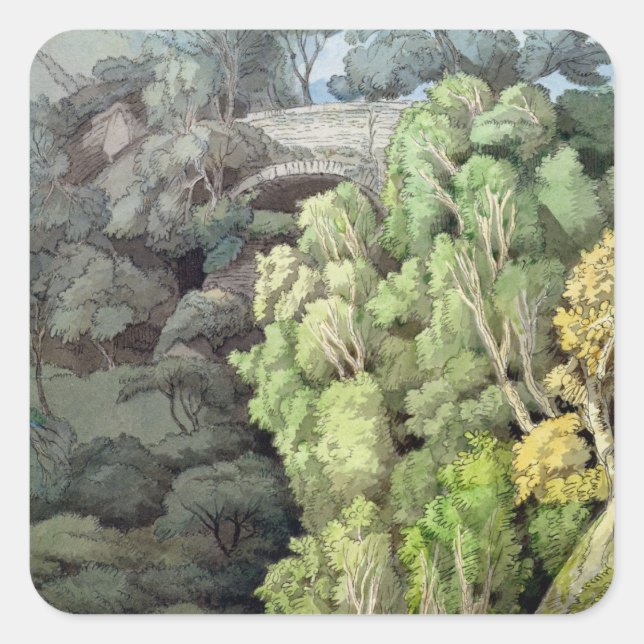 Devil's Bridge, 1810 (w/c with pen & ink over grap Square Sticker (Front)