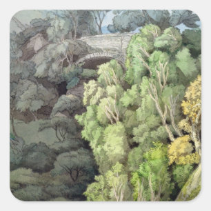 Devil's Bridge, 1810 (w/c with pen & ink over grap Square Sticker