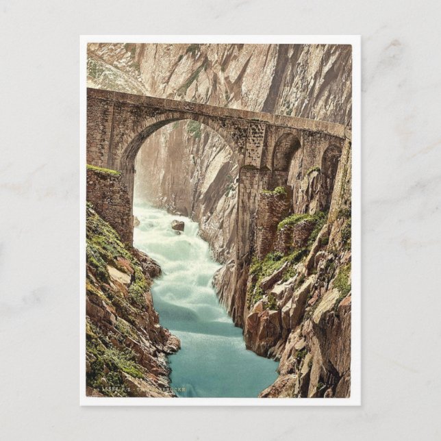 Devil's Bridge, Andermatt, Switzerland vintage Pho Postcard (Front)