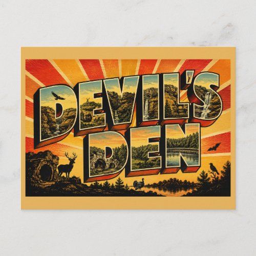 Devil's Den Arkansas Sandstone Crevice Park Art Postcard