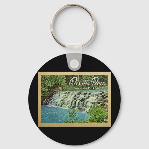 Devils Den State Park Vintage Travel Keychain