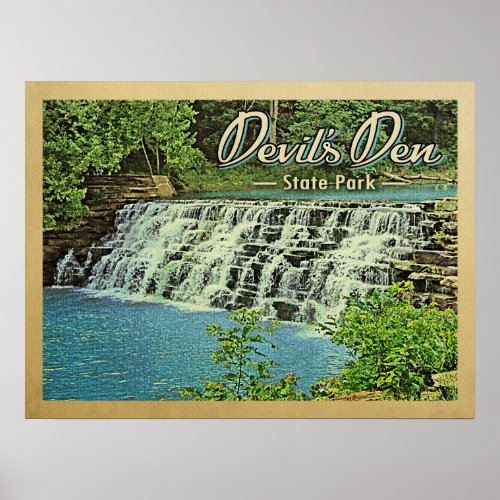 Devils Den State Park Vintage Travel Poster
