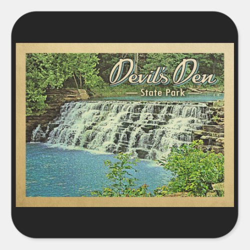 Devils Den State Park Vintage Travel Square Sticker