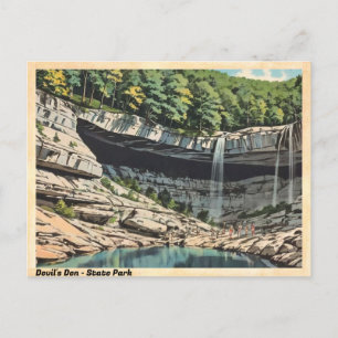 Devil's Den State Park Vintage Waterfall Postcard