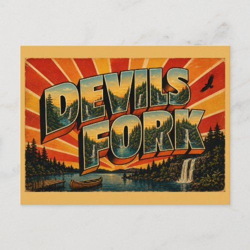 Devils Fork SC Mountain Lake Waterfalls Art Postcard