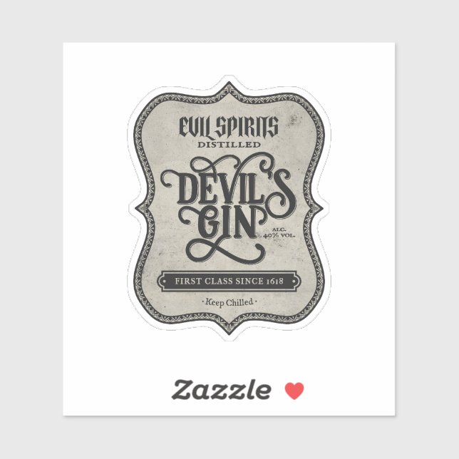 Devil's Gin Halloween Spooky Drinks Label (Sheet)