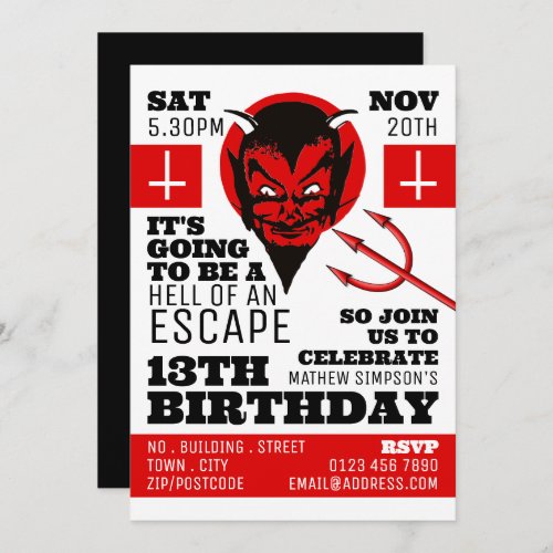 Devils Hell Theme Escape Room Birthday Party Invitation