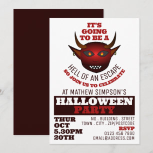 Devil's Hell Theme, Escape Room Halloween Party Invitation