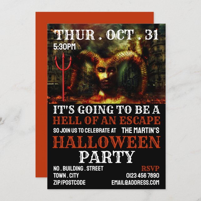 Devil's Hell Theme, Escape Room Halloween Party Invitation (Front/Back)