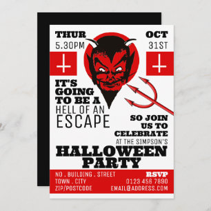 Devil's Hell Theme, Escape Room Halloween Party Invitation