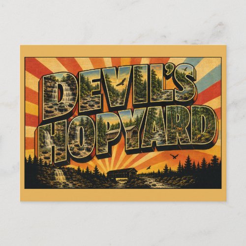 Devil's Hopyard Connecticut Waterfall Forest Art Postcard