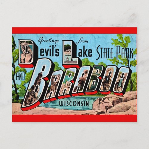 Devil's Lake Baraboo WI Postcard