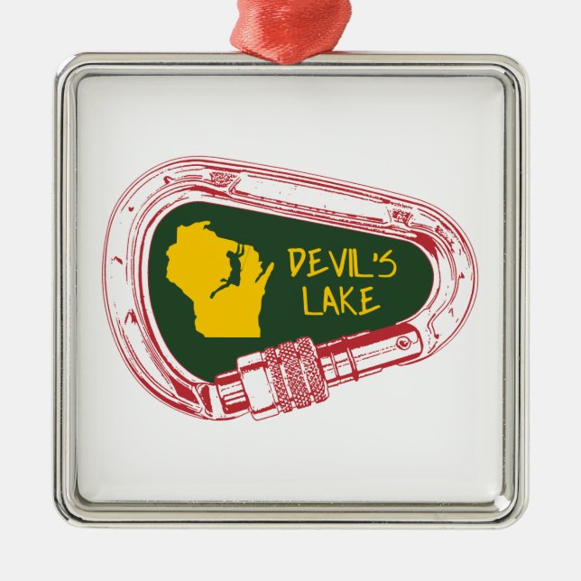 Devil's Lake Climbing Carabiner Metal Ornament (Front)