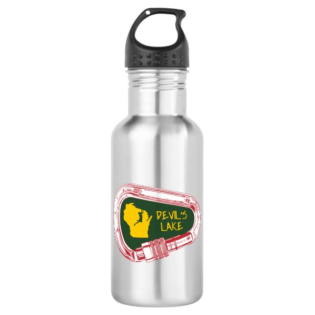 Devil's Lake Climbing Carabiner Stainless Steel Water Bottle (Front)