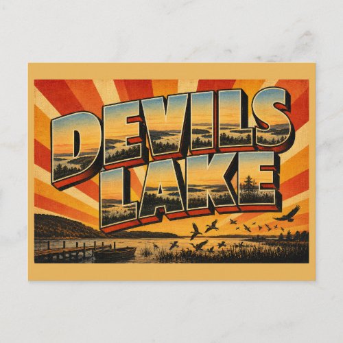 Devils Lake ND Morainal Hills Wetlands Art Postcard