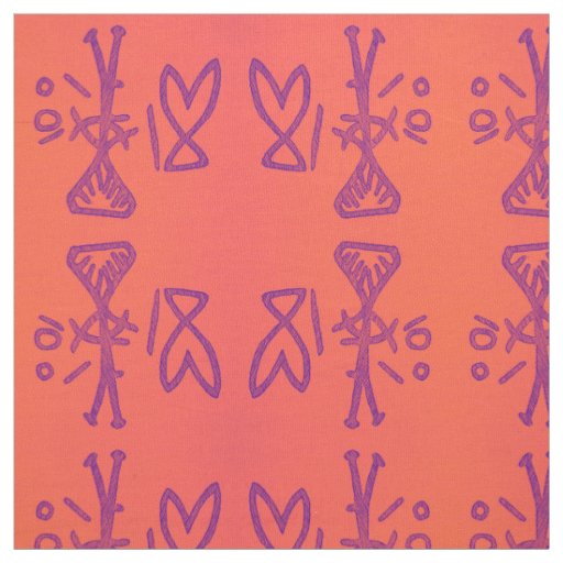 Devils Lake Pictograph in Orange Fabric