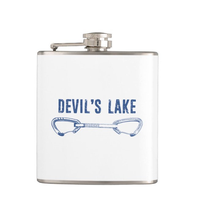 Devil's Lake Rock Climbing Quickdraw Flask (Front)