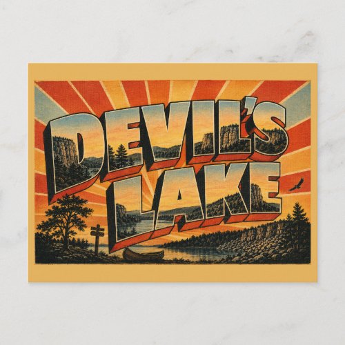Devil's Lake State Park Quartzite Bluffs Lake Art Postcard