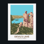 Devil's Lake State Park Wisconsin Devils Doorway Postcard<br><div class="desc">Devil's Lake State Park vector artwork in a badge style design. The park is known for its 500-foot-high quartzite bluffs along the 360-acre Devil's Lake.</div>