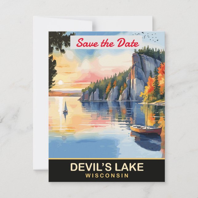 Devil's Lake Wisconsin Cliff Wedding Invitation (Front)