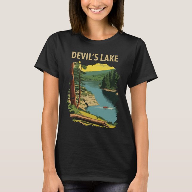 Devil's Lake Wisconsin Retro Travel T-Shirt (Front)