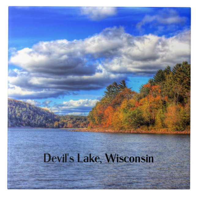 Devil's Lake, Wisconsin scenic photograph Ceramic Tile (Front)