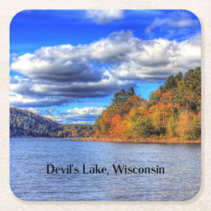 Devil's Lake, Wisconsin Square Paper Coaster