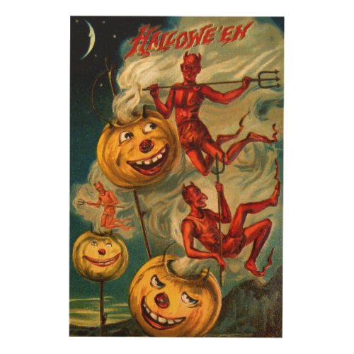 Devils Lighten Up Jack OLanterns Wood Wall Art