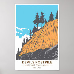 Devils Postpile National Monument Vintage Poster