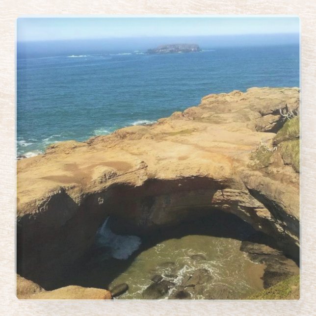 Devil's Punchbowl & Otter Rock, Oregon Glass Coaster (Front)