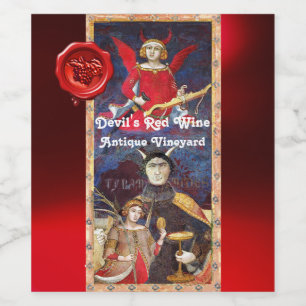 DEVIL'S RED WINE WAX SEAL /ANTIQUE TAROTS LABEL