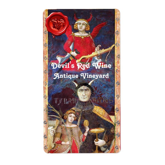 DEVIL'S RED WINE WAX SEAL/ANTIQUE TAROTS LABEL (Front)