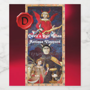 DEVIL'S RED WINE WAX SEAL MONOGRAM /ANTIQUE TAROTS LABEL