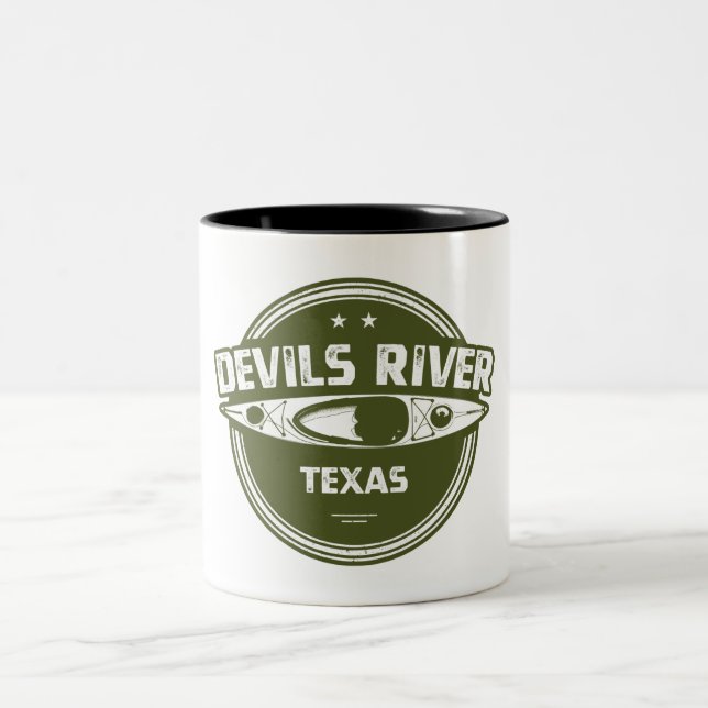 Devils River Texas Kayaking Two-Tone Coffee Mug (Center)