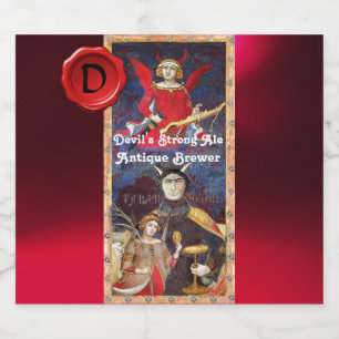 DEVIL'S STRONG BEER,WAX SEAL MONOGRAM,Old Tarots Beer Bottle Label