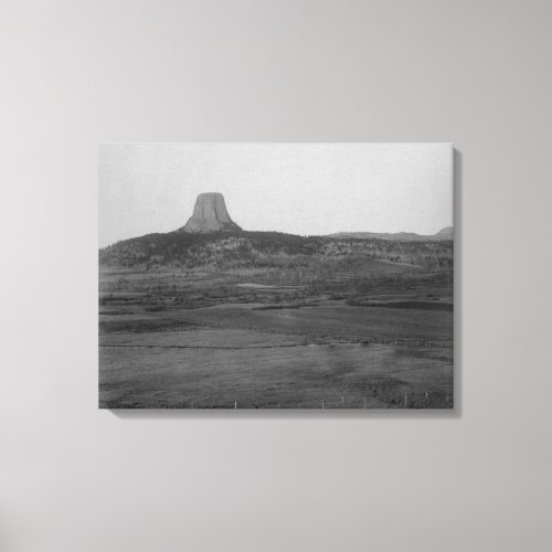 Devils Tower 2 Miles Distant with Ranch in the Canvas Print