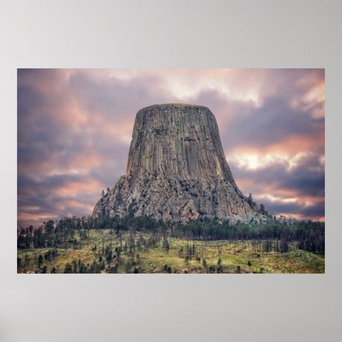 Devils Tower Amazing Clouds Poster